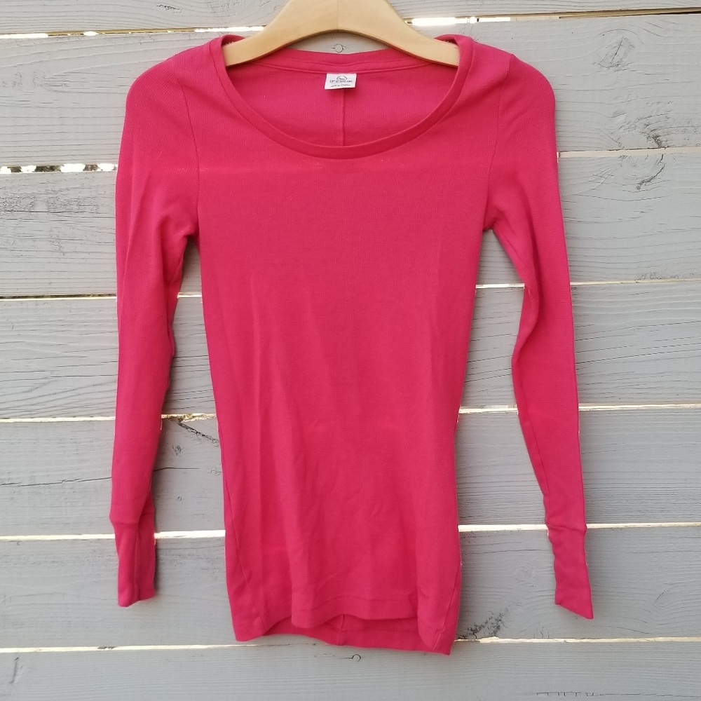 VS PINK Long Sleeve Thermal Lounge Tee Pink